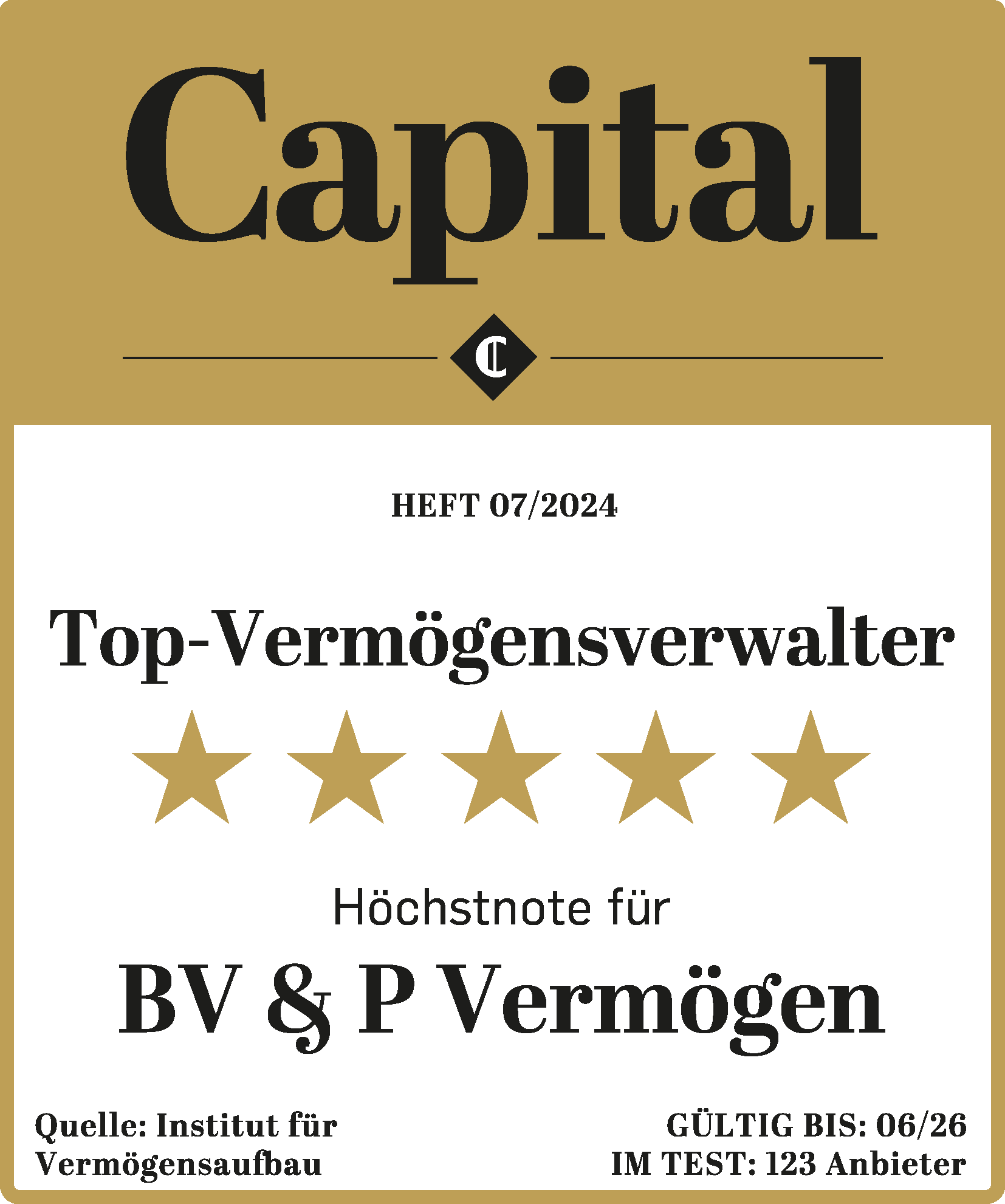 CAPITAL Auszeichnung „Top Vermögensverwalter“ 2024